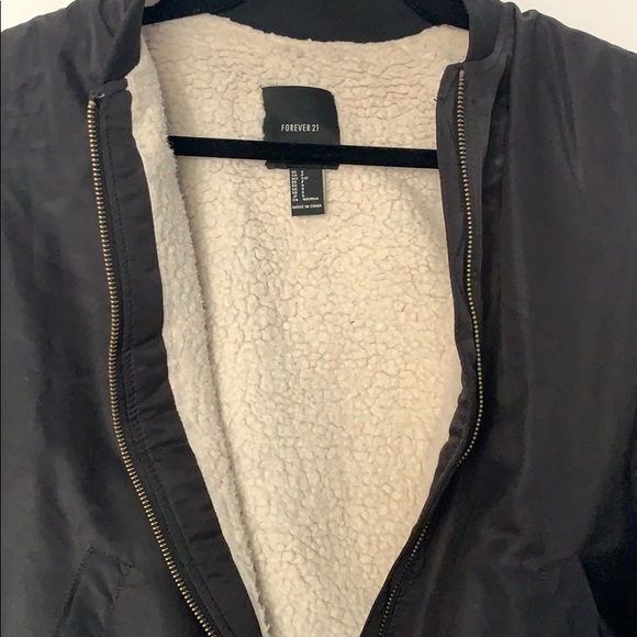 Black Bomber Jacket with wool interior - Picture 2 of 2